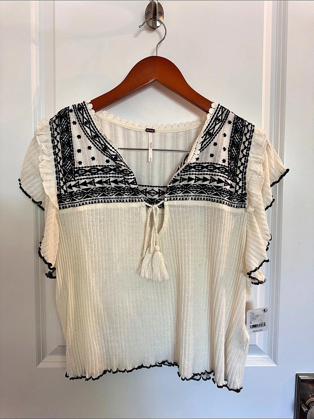 Free People Beach Geometric Tunic in Cream & Black Size Medium